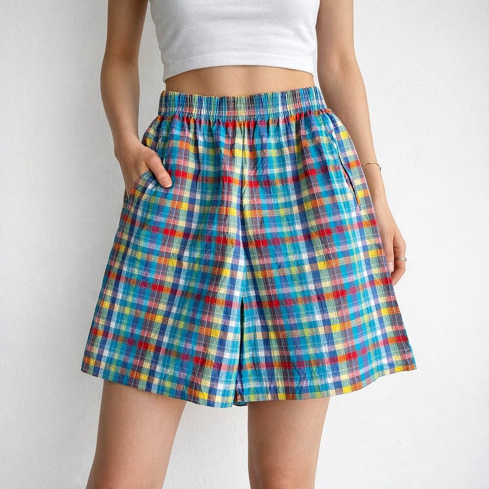 Koret Multicolor Plaid Elastic Waist Shorts